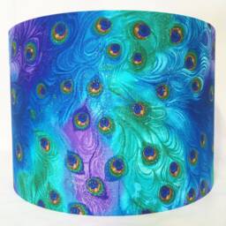 Peacock Feather Lampshade Oriental Asian Style, Green Blue Purple