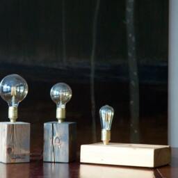 Handmade Reclaimed Wood Table Lamp With Phone Holder - thumbnail 4