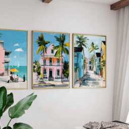 Set Of 3 Key West Posters, Florida Travel Prints, Usa Wall Art Set, Tropical Beach Poster Decor, Coastal Landscape Print Sets - thumbnail 3