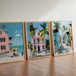 Set Of 3 Key West Posters, Florida Travel Prints, Usa Wall Art Set, Tropical Beach Poster Decor, Coastal Landscape Print Sets - thumbnail 2