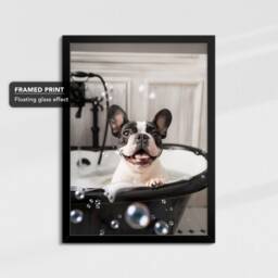 French Bulldog in The Bathtub Dog Pet Abstract Modern Painting Black & White Wall Art Framed Canvas Poster Print, Home Kitchen Office Decor - thumbnail 2