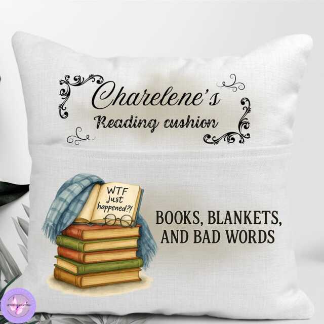 Personalised Book Lover Cushion Funny Reading Nook Pillow With Hidden Pocket - image 1