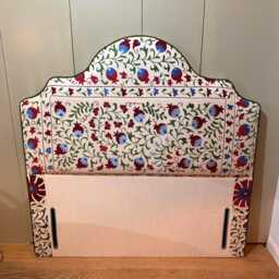 Bespoke Luxury Silk-Embroidered Suzani Upholstered Headboard Made To Order - thumbnail 2