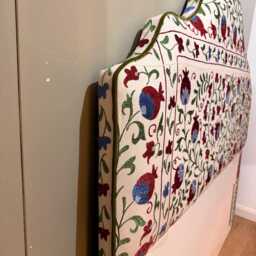 Bespoke Luxury Silk-Embroidered Suzani Upholstered Headboard Made To Order - thumbnail 3