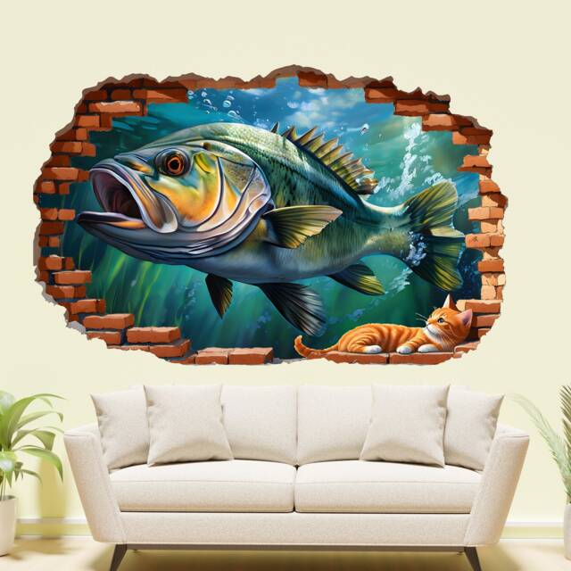 Sea Bass Fish Wall Sticker Big Mural Poster Decal Room Nursery Home Decor Id826 - image 1
