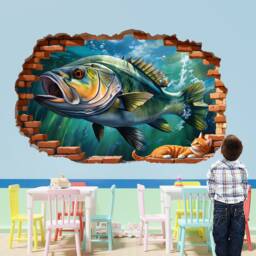 Sea Bass Fish Wall Sticker Big Mural Poster Decal Room Nursery Home Decor Id826 - thumbnail 2
