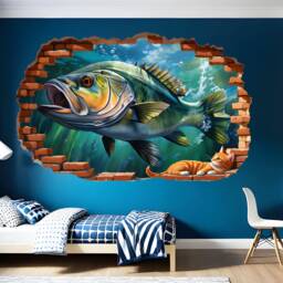 Sea Bass Fish Wall Sticker Big Mural Poster Decal Room Nursery Home Decor Id826 - thumbnail 3