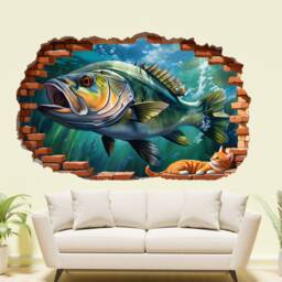 Sea Bass Fish Wall Sticker Big Mural Poster Decal Room Nursery Home Decor Id826 - thumbnail 1