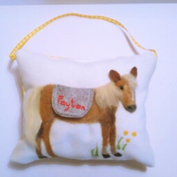 Felted Horse Tooth Fairy Pillow Personalized Pony Cushion - thumbnail 2