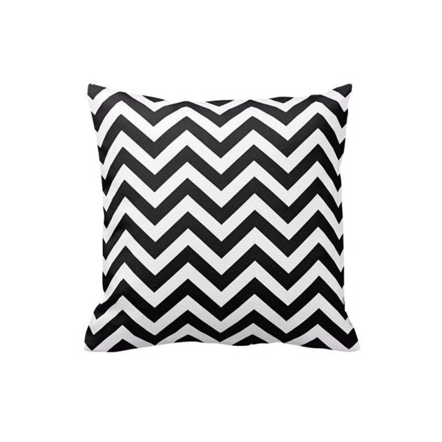 Black & White Chevron - Throw Pillow, Decorative Pillow Cover, Insert, Case Square- 17