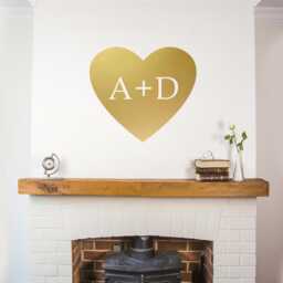 Heart Shape Personalised Initials Wall Sticker - Art Metallic Decal Stickers Home Decor -Romance-Valentine's Day - thumbnail 1