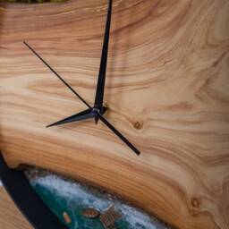 Wooden Wall Clock With Moss, Green Moss Scandinavian Home Decor, Resin Wood Art - thumbnail 4