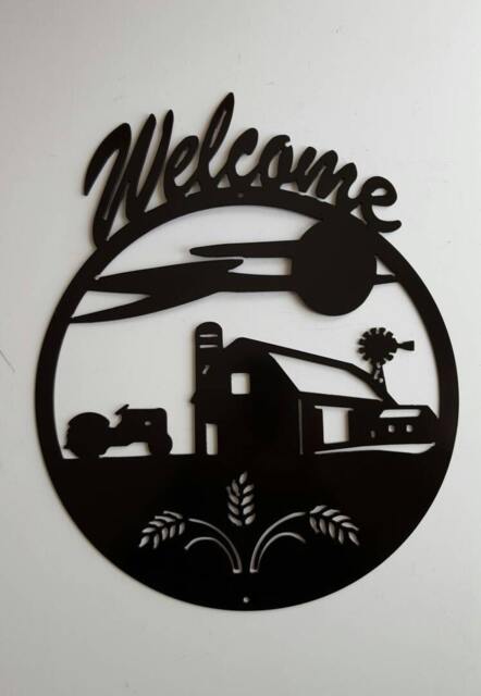 Metal Wall Art. Farm Scene. Welcome Sign. Decor - image 1