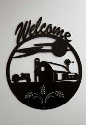 Metal Wall Art. Farm Scene. Welcome Sign. Decor - thumbnail 1