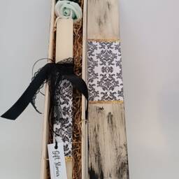 Easter Candle, Greek Lampada, Vintage Black Lace Lambada, Personalized Candle For Couple, Scented Handmade Candles, Wooden Box Gift - thumbnail 3