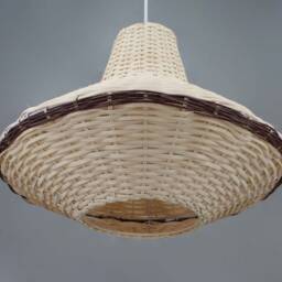 "Handwoven Flying Saucer-Shaped Lighting, Rattan Pendant Light, Decor Ceiling Lamp, Size W17.7"" By H13.3" - thumbnail 2