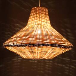 "Handwoven Flying Saucer-Shaped Lighting, Rattan Pendant Light, Decor Ceiling Lamp, Size W17.7"" By H13.3" - thumbnail 3