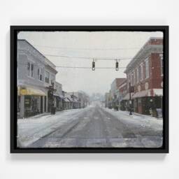 Snowy Salem Street Apex Downtown Photography Collage Winter - North Carolina Main Street Wall Decor Small Town Scene Gicl??e Paper Print - thumbnail 3