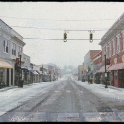 Snowy Salem Street Apex Downtown Photography Collage Winter - North Carolina Main Street Wall Decor Small Town Scene Gicl??e Paper Print - thumbnail 2