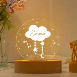 Custom Moon & Star Night Light, Personalized Clouds Light With Name, Baby Bedroom Light, Newborn Gift, Nursery Decor, Baby Gifts - thumbnail 3