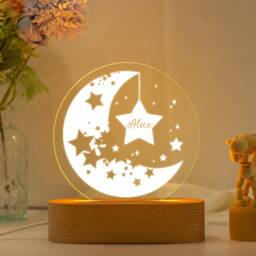 Custom Moon & Star Night Light, Personalized Clouds Light With Name, Baby Bedroom Light, Newborn Gift, Nursery Decor, Baby Gifts