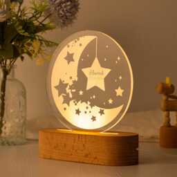 Custom Moon & Star Night Light, Personalized Clouds Light With Name, Baby Bedroom Light, Newborn Gift, Nursery Decor, Baby Gifts - thumbnail 4