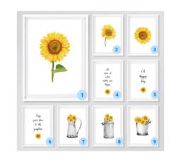 Kitchen Prints, Sunflower Living Room Yellow Wall Art, Grey Decor, Floral Pictures - thumbnail 1
