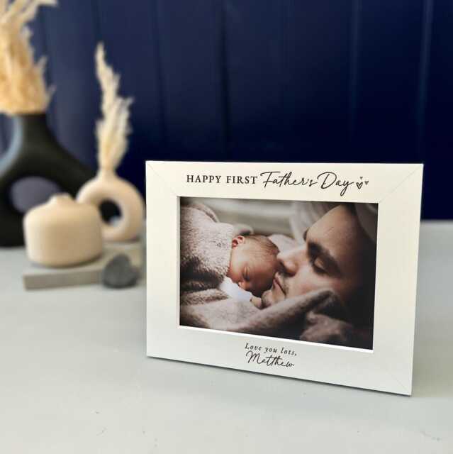 Personalised Happy First Fathers Day Picture Frame - Ideal Birthday Gift For Dad & New Father Customized Idea - image 1