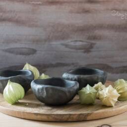 Handmade Unglazed Black Ceramic Candle Holder Rustic Nordic Home Decor - thumbnail 3