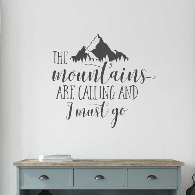 Mountains Are Calling Wall Decal Rustic Home Decor, Inspirational Quote Ww143 - image 1