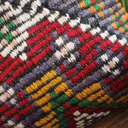 40cm - 16Inch Boho Kilim Cushion Cover Handwoven - Full Weave Brocade Vibrant Wine Red Green White - thumbnail 3