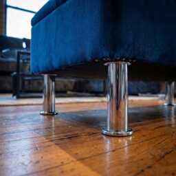 Blue Ottoman Storage Coffee Table- Toy Box- Deep Cushioned Handmade Chesterfield Upholstered Footstool - thumbnail 4