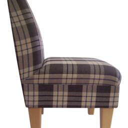 Bedroom Chair On Wooden Beech Coloured Legs - Kintyre Charcoal Tartan Fabric - thumbnail 2