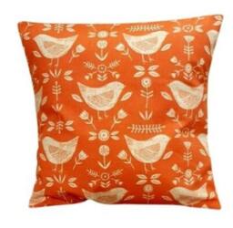 Burnt Orange Bird Print Cushion Cover, Scandinavian Style - thumbnail 1