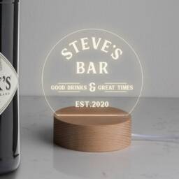 Personalised Mini Led Desk Lamp - Birthday Gifts For Dad Bar Cart Accessories Man Cave D??cor 7 Light Colour Options - thumbnail 2