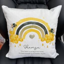 Personalised Bee Rainbow Cushion, Long Distance Gift - thumbnail 4