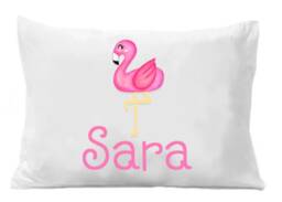 Personalized Pink Flamingo Pillowcase, Kids Bedding