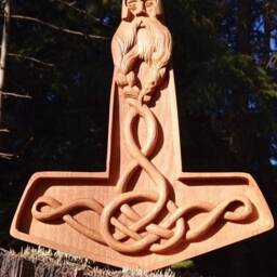 Large Wall-Hanging Thor's Hammer. Hand Carved - thumbnail 4