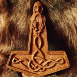 Large Wall-Hanging Thor's Hammer. Hand Carved - thumbnail 2
