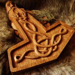 Large Wall-Hanging Thor's Hammer. Hand Carved - thumbnail 3