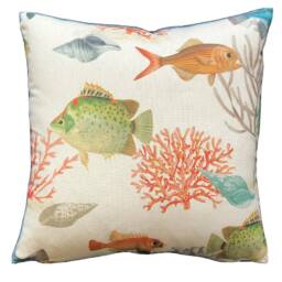 Tropical Fishes & Corals Cushion Cover Printed Cotton Linen Fabric 16-22 - thumbnail 3