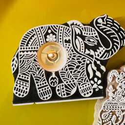Set Of 2 Handmade Wooden Elephant Design Tealight Candle Holders For Rustic Home Decor Block Print Boho Candle Holder Festive Wood Decor - thumbnail 4