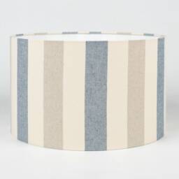 Nautical Harbour Stripe Lampshade. Denim Blue, Grey & Seafoam White Traditional Cylinder Style Shade. 30cm & 40cm Sizes Available - thumbnail 2