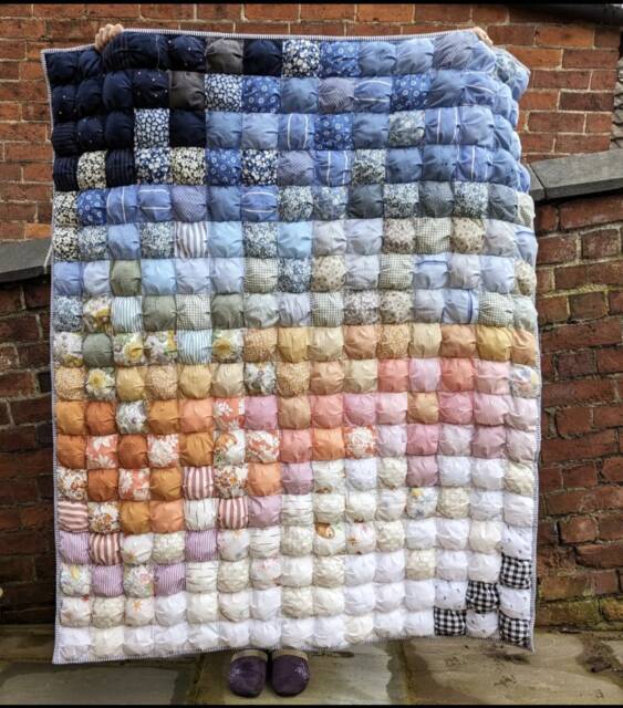 Ombre Puff Memory Quilt Grief Blanket - Throw Made From A Loved One's Clothing - image 1