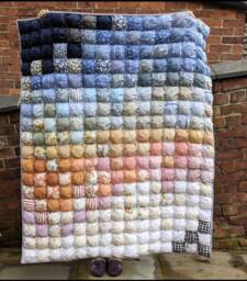 Ombre Puff Memory Quilt Grief Blanket - Throw Made From A Loved One's Clothing - thumbnail 1