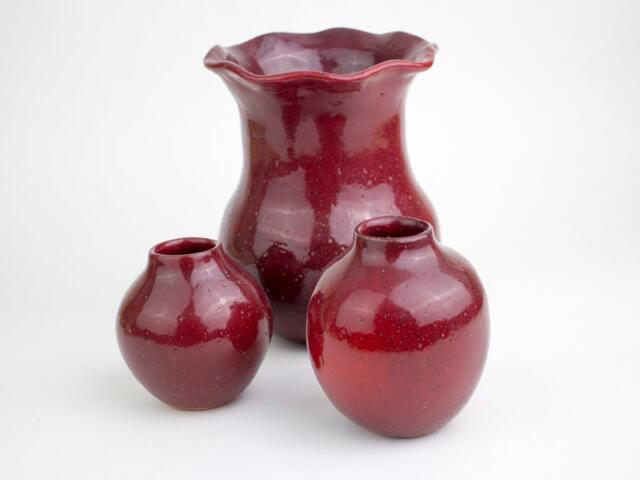 Handmade Ceramic Flower Vase, Modern Vase, Gift, Ceramic Flower Small Ceramics & Pottery, Pottery Vases, Set Of 3, Red - image 1