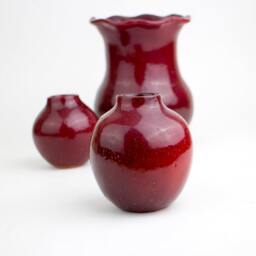 Handmade Ceramic Flower Vase, Modern Vase, Gift, Ceramic Flower Small Ceramics & Pottery, Pottery Vases, Set Of 3, Red - thumbnail 3