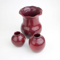Handmade Ceramic Flower Vase, Modern Vase, Gift, Ceramic Flower Small Ceramics & Pottery, Pottery Vases, Set Of 3, Red - thumbnail 2