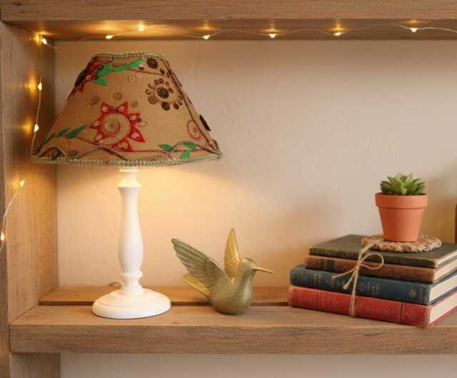 Gold Bronze Lampshade Ethnic Style Embroidered Embellished Sequinned Golden Rustic Moroccan Light Decorated With Sequins Silk - image 1