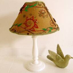 Gold Bronze Lampshade Ethnic Style Embroidered Embellished Sequinned Golden Rustic Moroccan Light Decorated With Sequins Silk - thumbnail 2